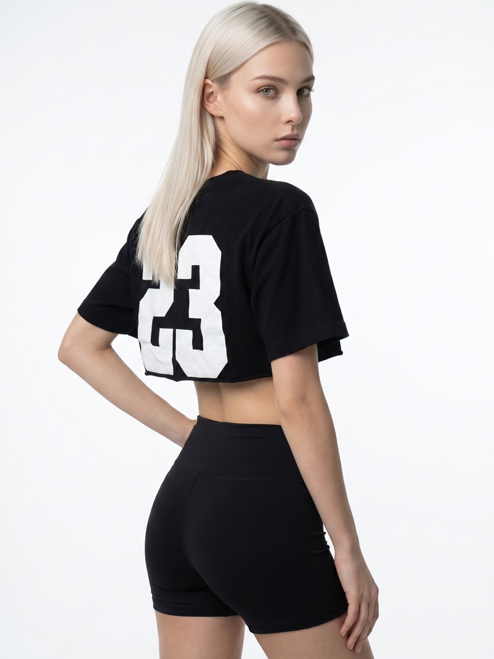 FANATICS | Black Micro Cropped Number-Print Tee Jordan 23 Women’s Size Large